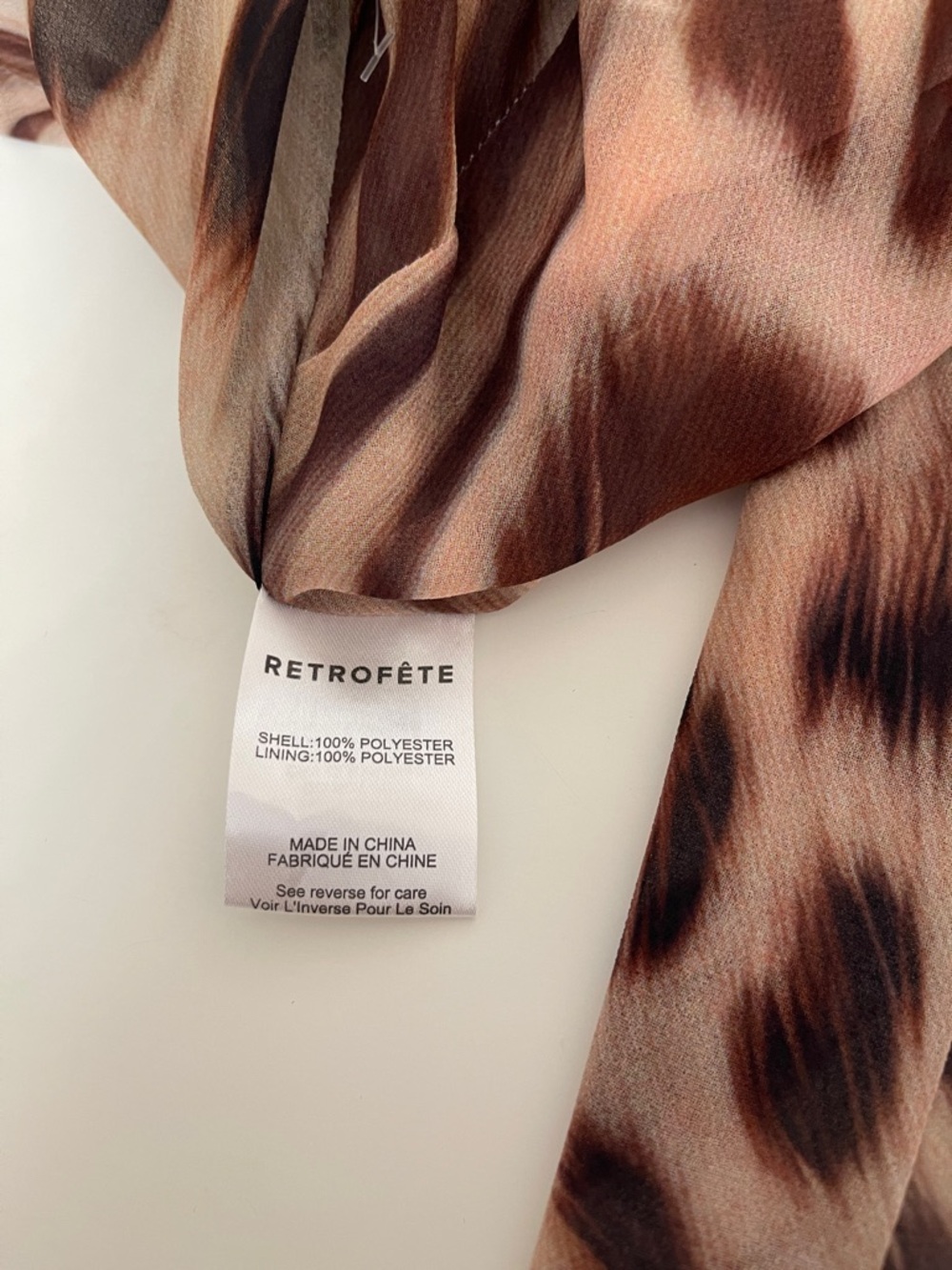 RETROFETE Opaline Long Sleeve Animal Print Ruched Draped Neck Maxi Dress Sz XS - Picture 9 of 9